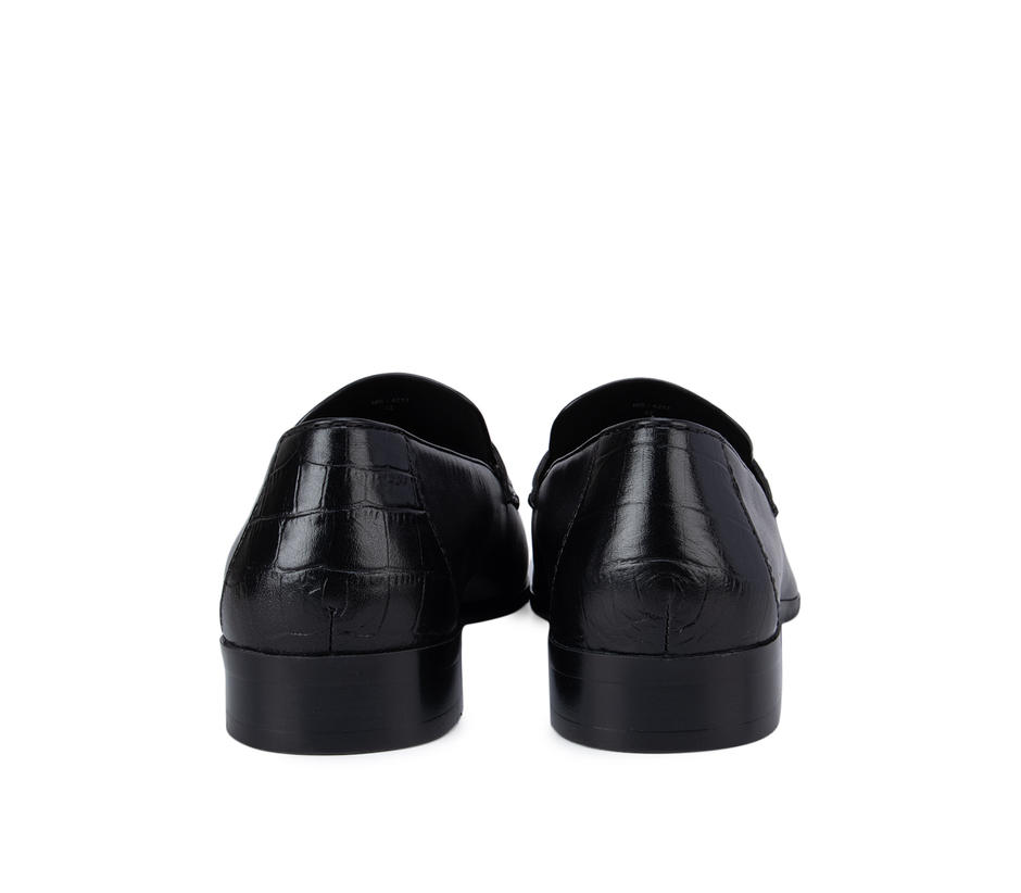 Black Leather Panel Loafers